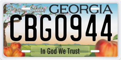 GA license plate CBG0944