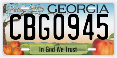 GA license plate CBG0945