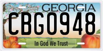 GA license plate CBG0948