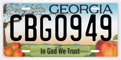 GA license plate CBG0949
