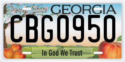 GA license plate CBG0950