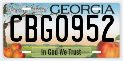 GA license plate CBG0952