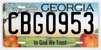GA license plate CBG0953