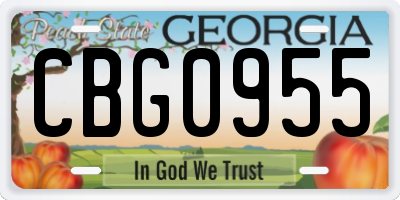 GA license plate CBG0955