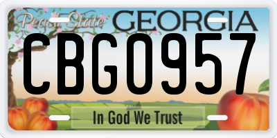 GA license plate CBG0957