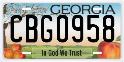 GA license plate CBG0958