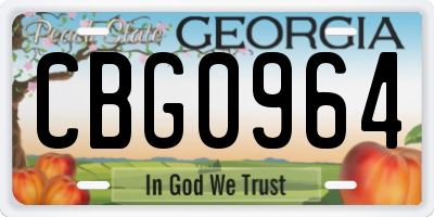 GA license plate CBG0964