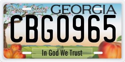 GA license plate CBG0965