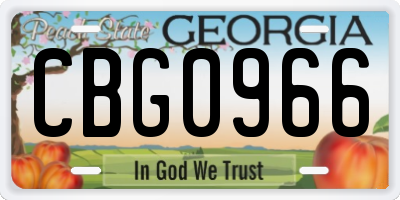GA license plate CBG0966