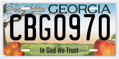 GA license plate CBG0970