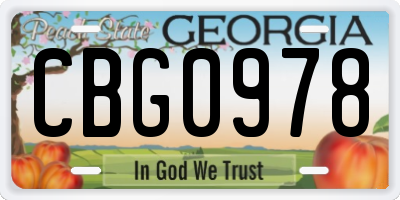 GA license plate CBG0978