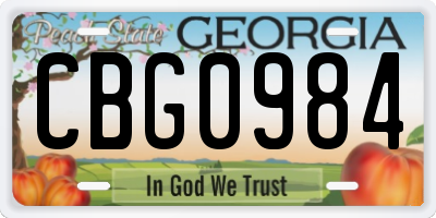 GA license plate CBG0984