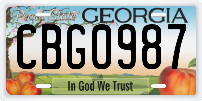 GA license plate CBG0987