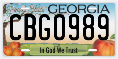 GA license plate CBG0989