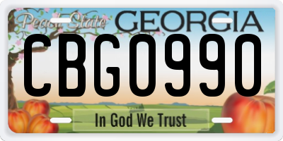 GA license plate CBG0990