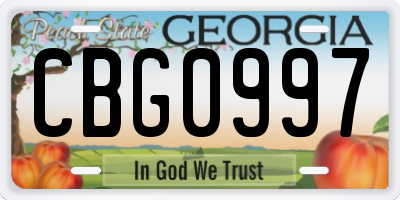 GA license plate CBG0997