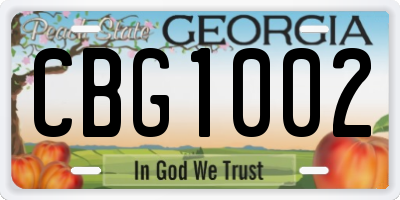 GA license plate CBG1002