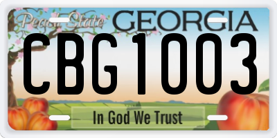 GA license plate CBG1003