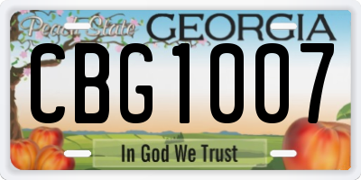 GA license plate CBG1007