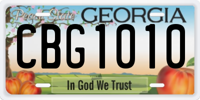 GA license plate CBG1010
