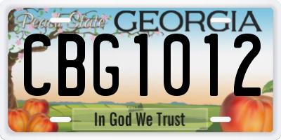 GA license plate CBG1012