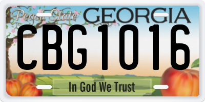 GA license plate CBG1016