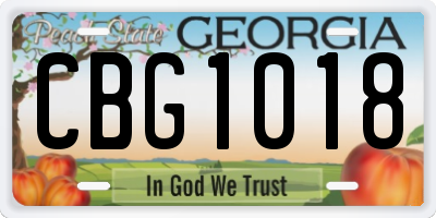 GA license plate CBG1018