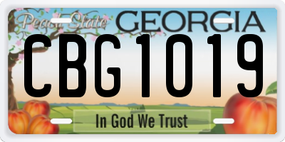 GA license plate CBG1019