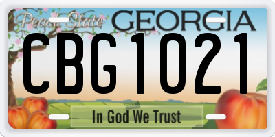 GA license plate CBG1021