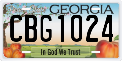 GA license plate CBG1024