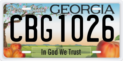 GA license plate CBG1026