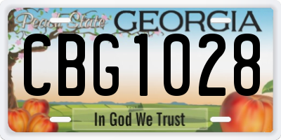 GA license plate CBG1028