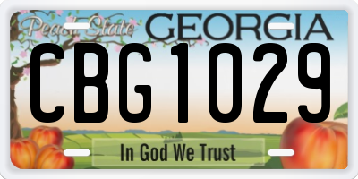 GA license plate CBG1029