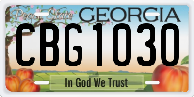 GA license plate CBG1030