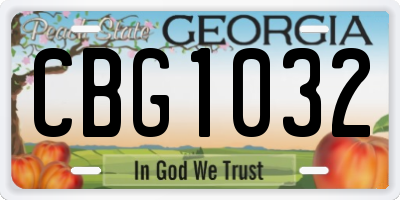 GA license plate CBG1032