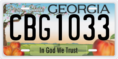 GA license plate CBG1033