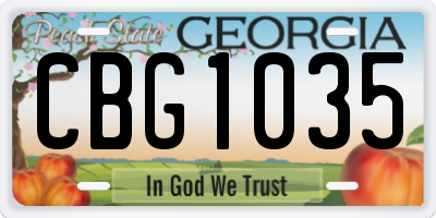 GA license plate CBG1035