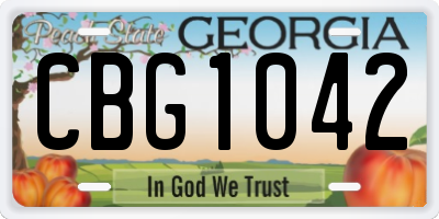 GA license plate CBG1042