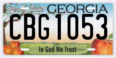 GA license plate CBG1053