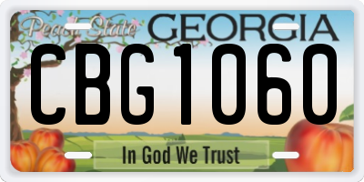GA license plate CBG1060