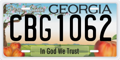 GA license plate CBG1062