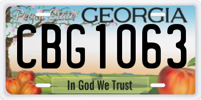 GA license plate CBG1063