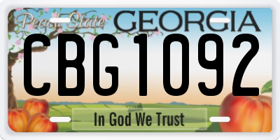 GA license plate CBG1092
