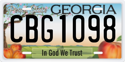 GA license plate CBG1098