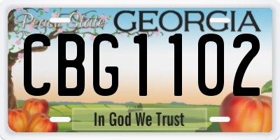 GA license plate CBG1102