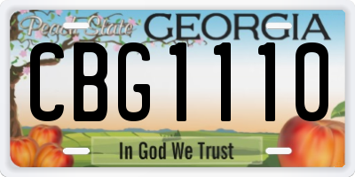 GA license plate CBG1110