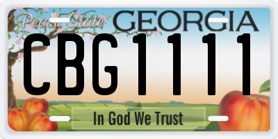 GA license plate CBG1111