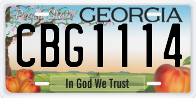 GA license plate CBG1114
