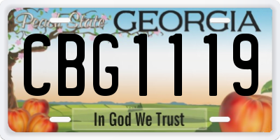 GA license plate CBG1119