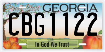 GA license plate CBG1122